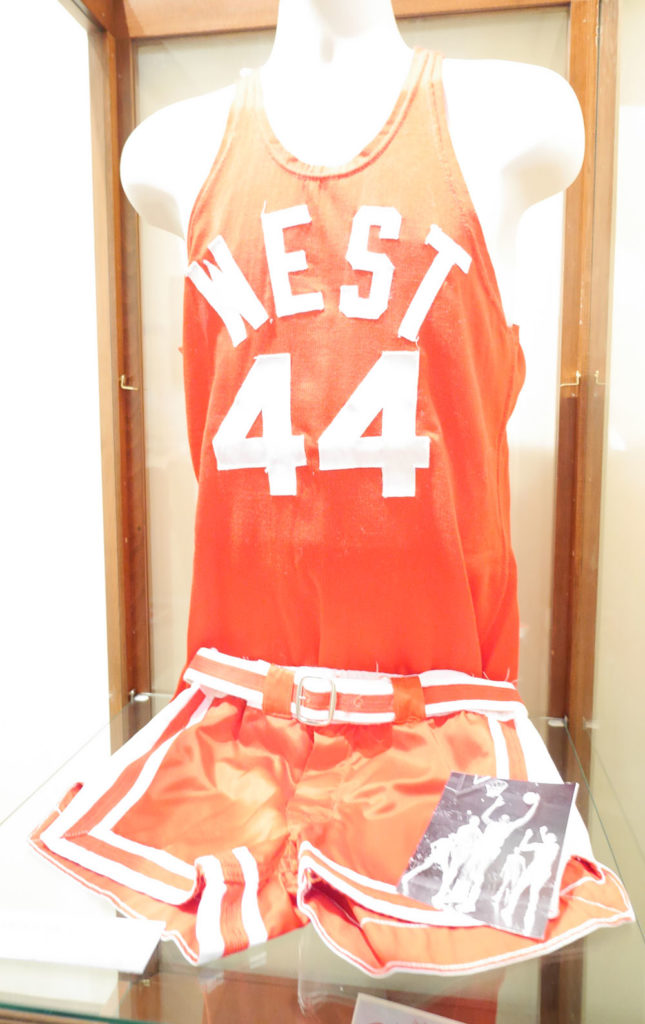 Jerry West's red 44 jersey and shorts of his All-Star Uniform