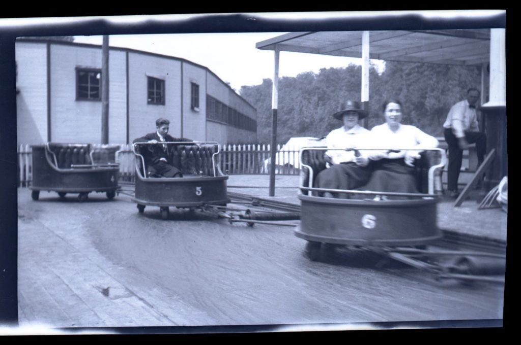 People riding "The Whip" at Oakford Park,