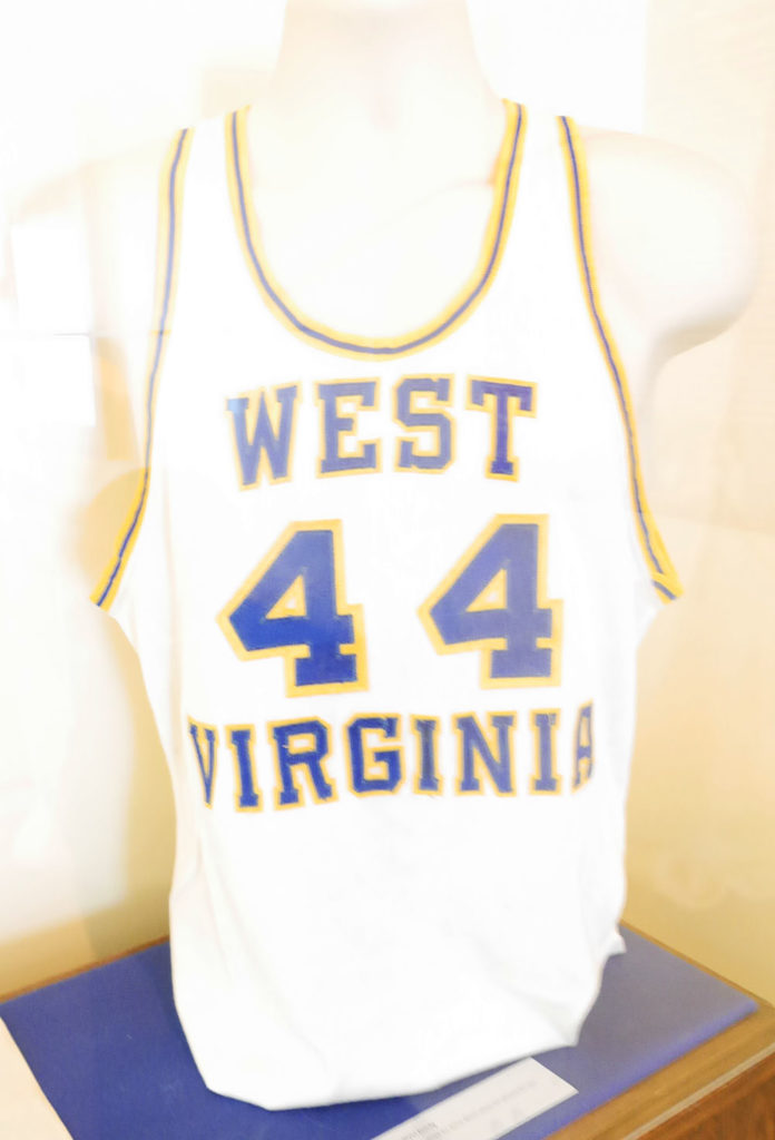 Jerry West's white 44 jersey for the WVU Mountaineers
