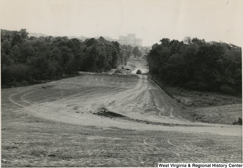 Dirt road that will become Access Road to Medical Center, WVU