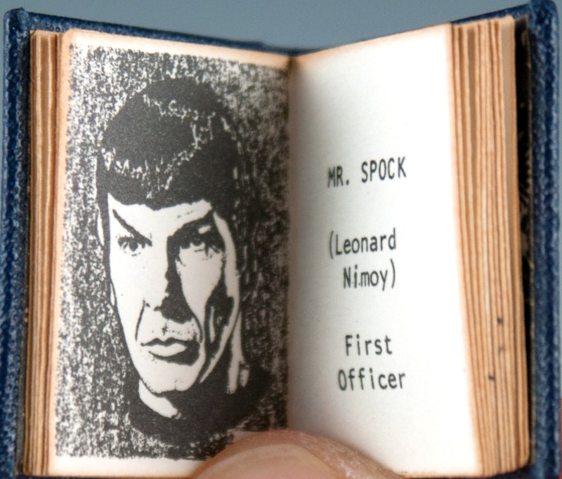 Book pages showing sketch of Leonard Nimoy as Spock