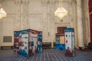 The Byrd Traveling Exhibit on display in the Kennedy Caucus Room of the U.S. Senate, photo provided by the Byrd Center.