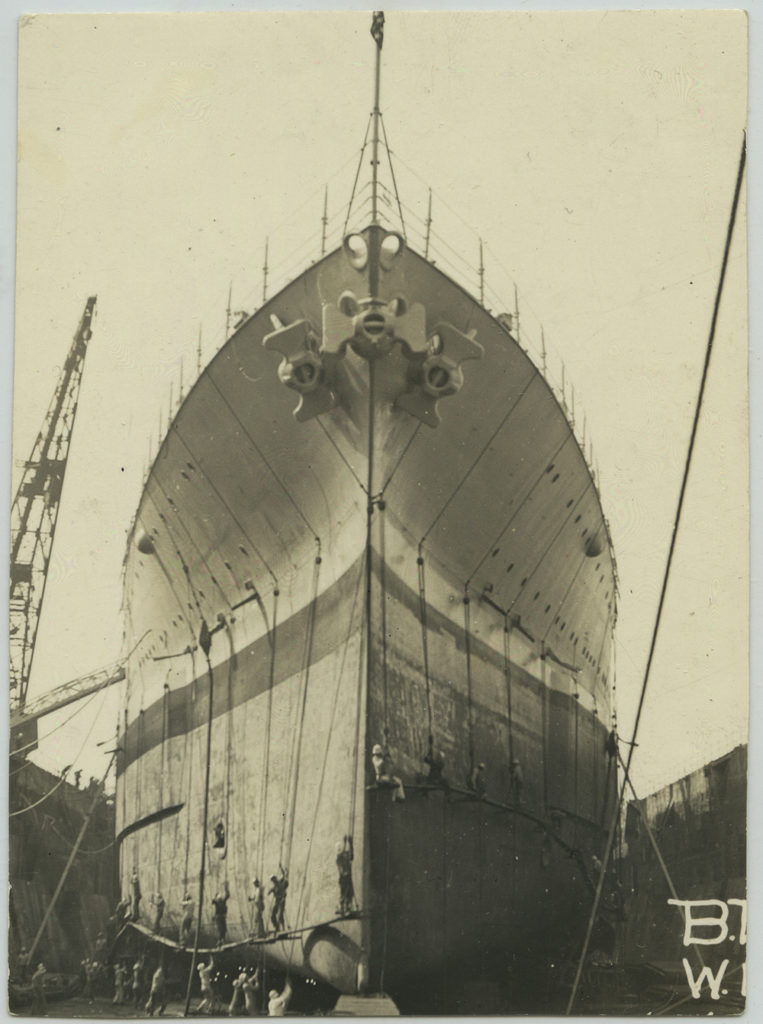 The USS West Virginia at dry dock in Washington, DC, 1936