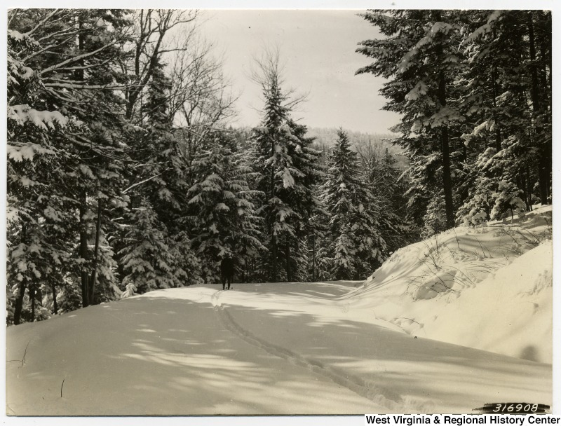 Cross Country skier on Cheat Mountain, ca. 1940