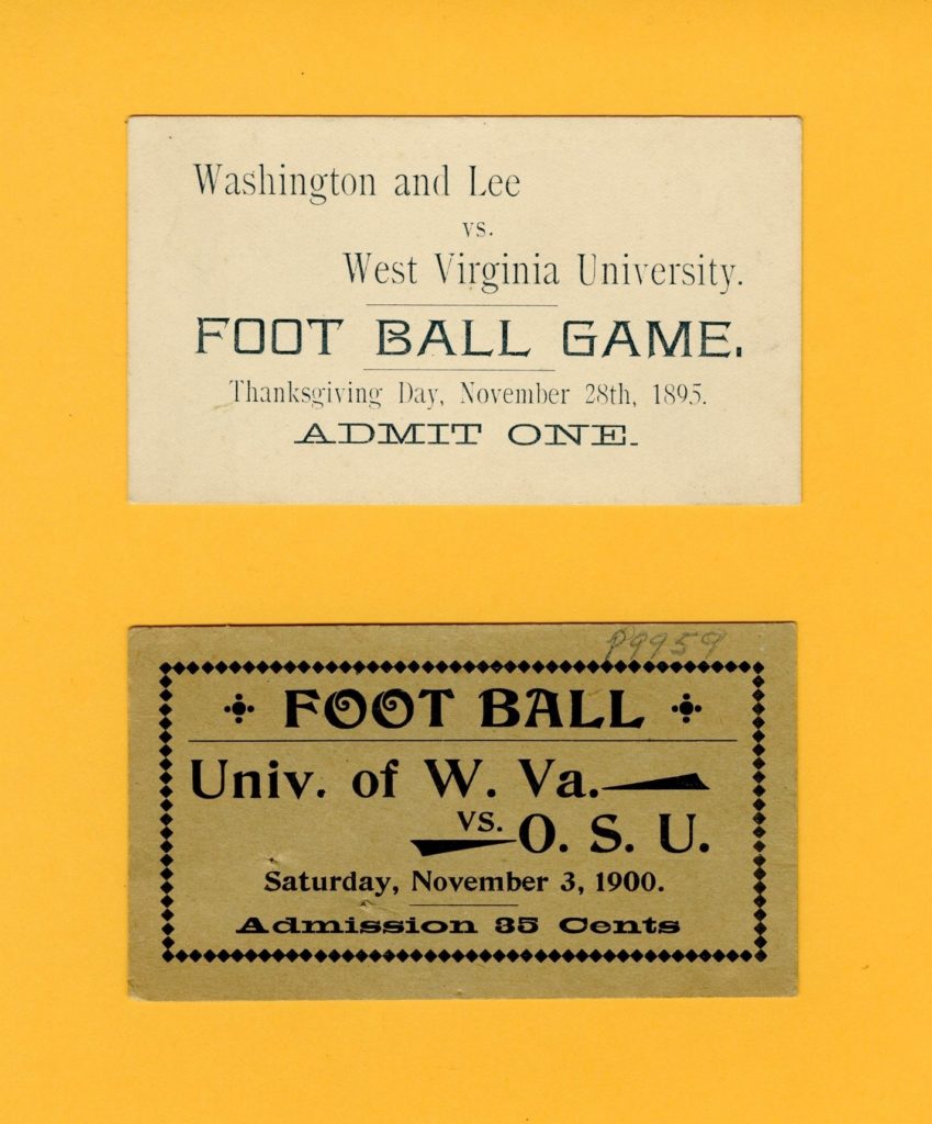 WVU football game tickets, 1895 and 1900