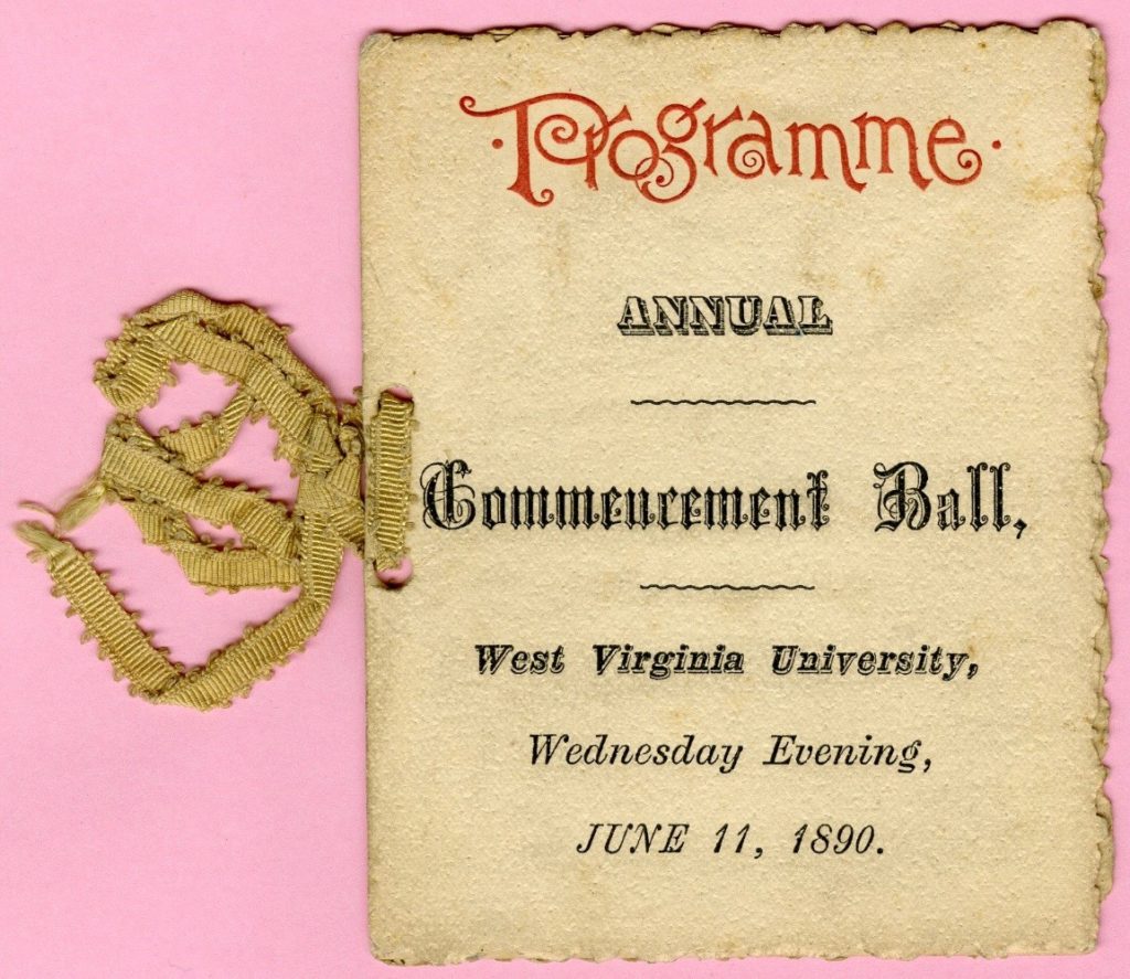 Dance card, WVU Commencement Ball, 1890