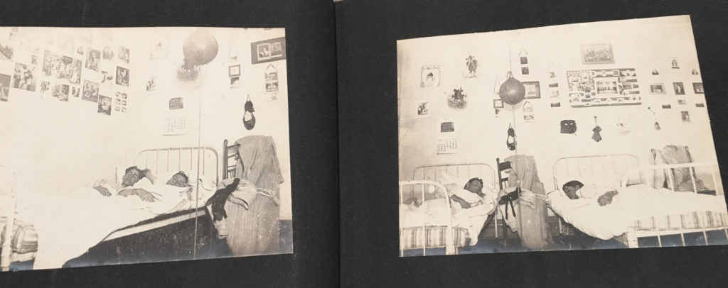 Two photos in an old student scrapbook