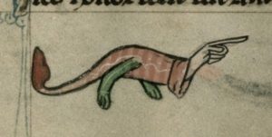 manicule with hand attached to animal body