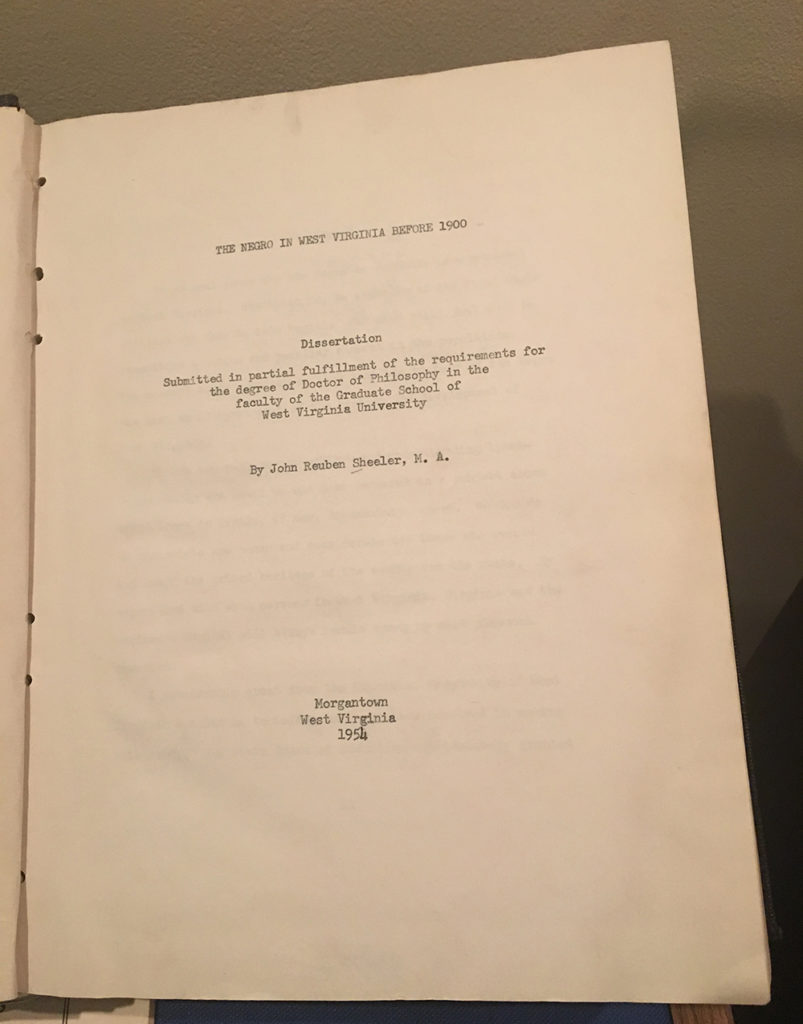 Title page of John Reuben Sheeler’s doctoral dissertation