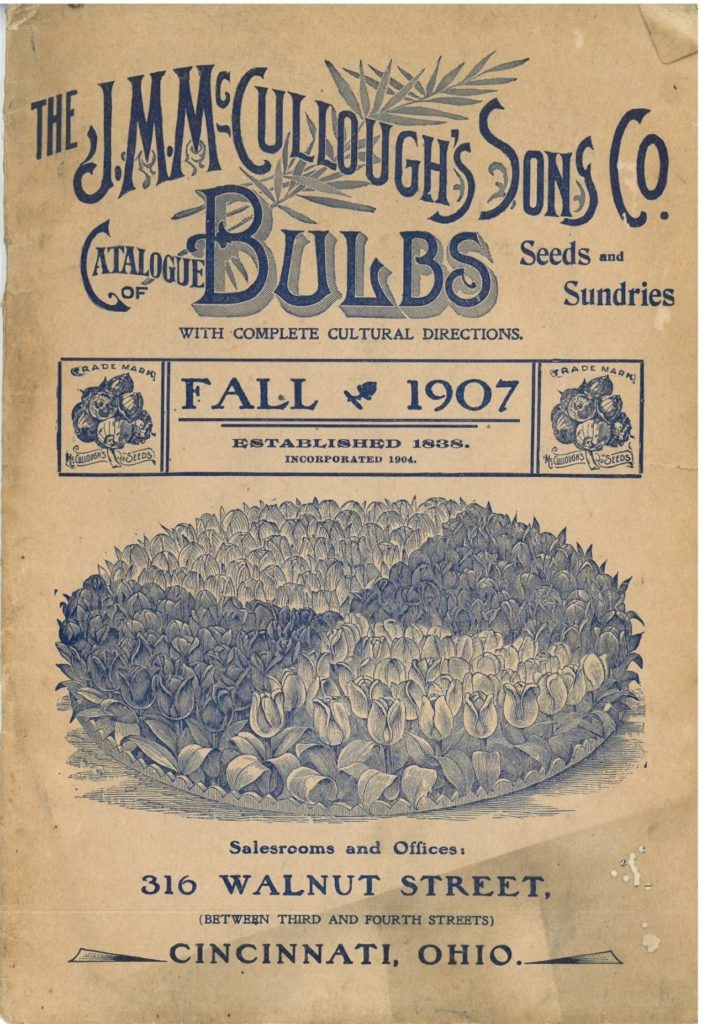 Cover of J.M. McCullough’s Sons and Co. garden catalog for 1907