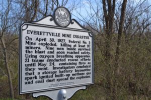 Everettville Mine Disaster highway marker sign