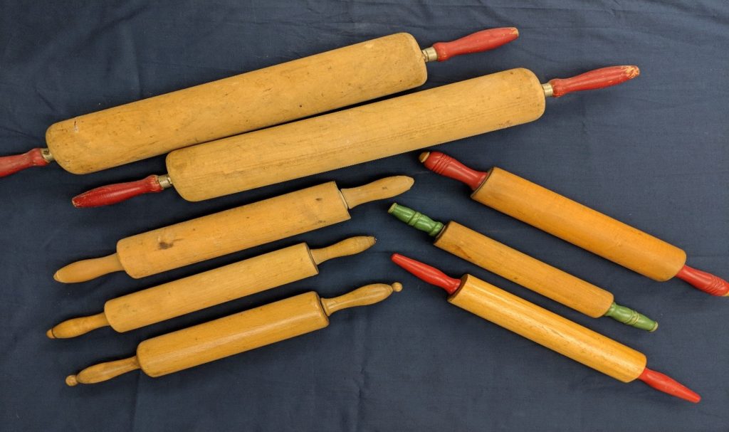 Eight traditional rolling pins