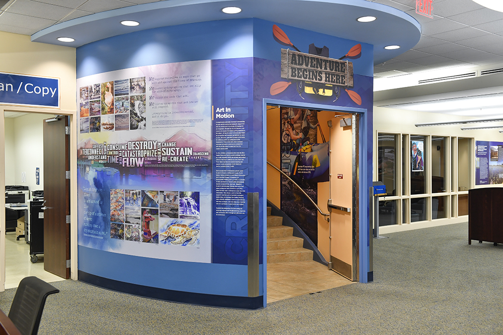 water exhibit in Downtown Campus Library