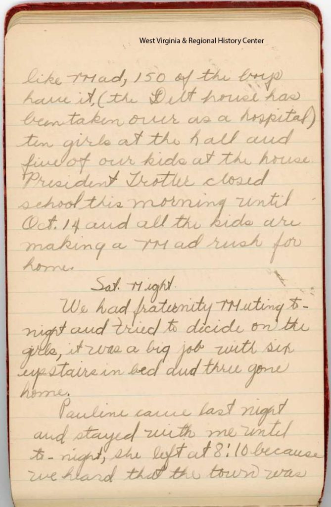 Page of diary entries of Lucy Shuttlesworth, ends Oct. 5 entry