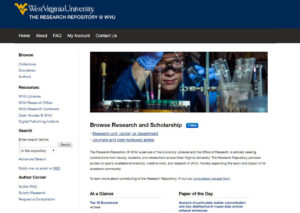 screenshot of research repository website