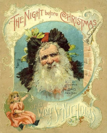 Book cover of The Night Before Christmas, Showing Santa Claus' face