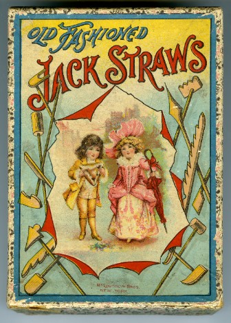Book cover of Old Fashioned Jack Straws, showing a boy and girl dressed in fine clothing