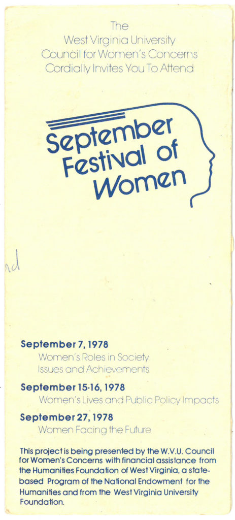 Cover of September Festival of Women brochure from 1978