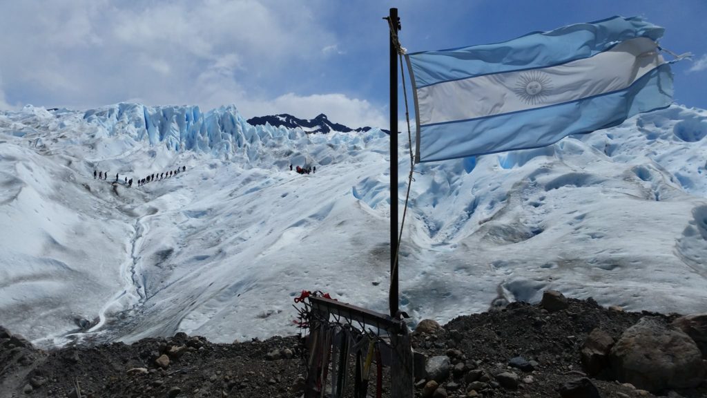 Hikers on glacier