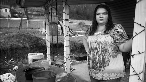 Woman standing on porch