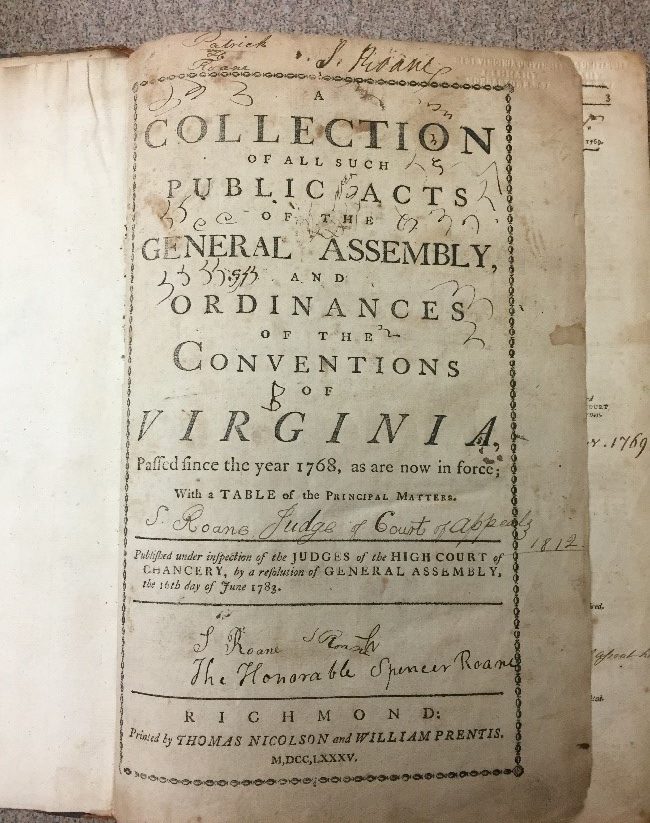 Title page of book, Collection of All Such Public Acts of the General Assembly and Ordinances of the Conventions of Virginia