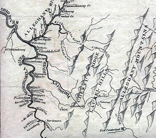 1803 map showing Brownsville and Redstone Creek