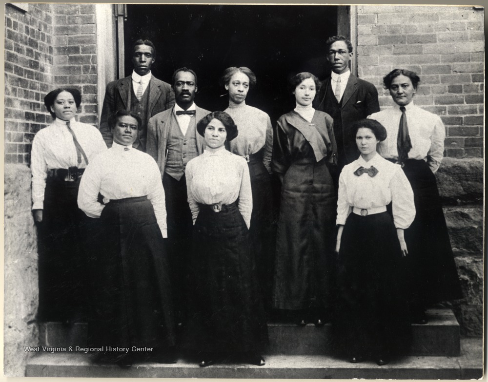 Outdoor group portrait of Faculty at Douglass High School in Huntington, W. Va., ca. 1919-1920