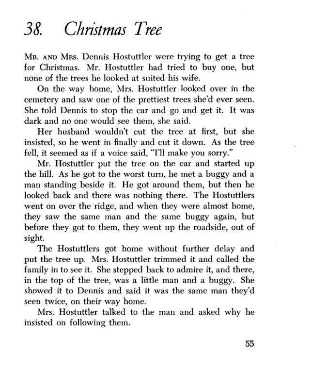 Scanned first page of story "Christmas Tree" from a book