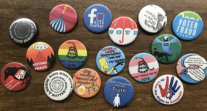collection of political buttons