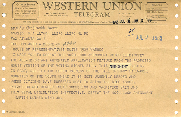 Telegram from Martin Luther King Jr