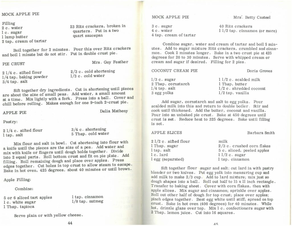 pages from cookbook showing apple related recipes