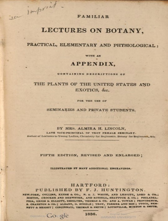 "Familiar Lectures on Botany" title page