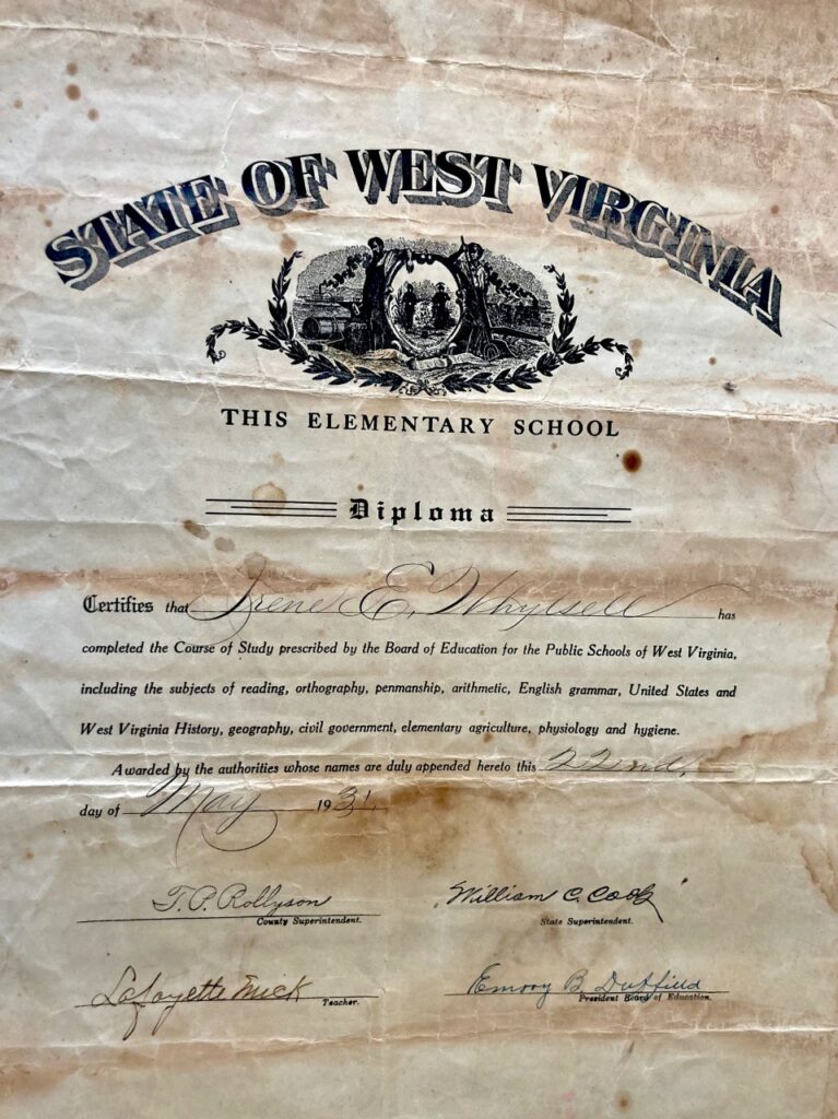 West Virginia elementary school diploma