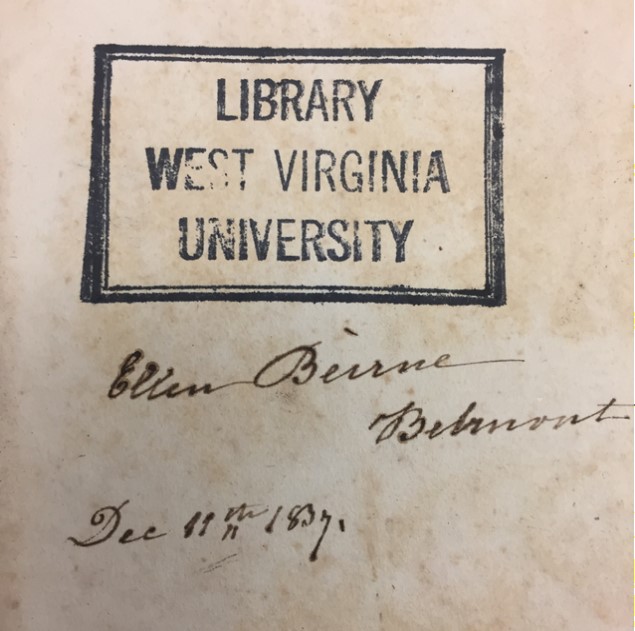 Page with a WVU Library stamp, signature, and date