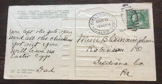 Writing on a 1910 postcard