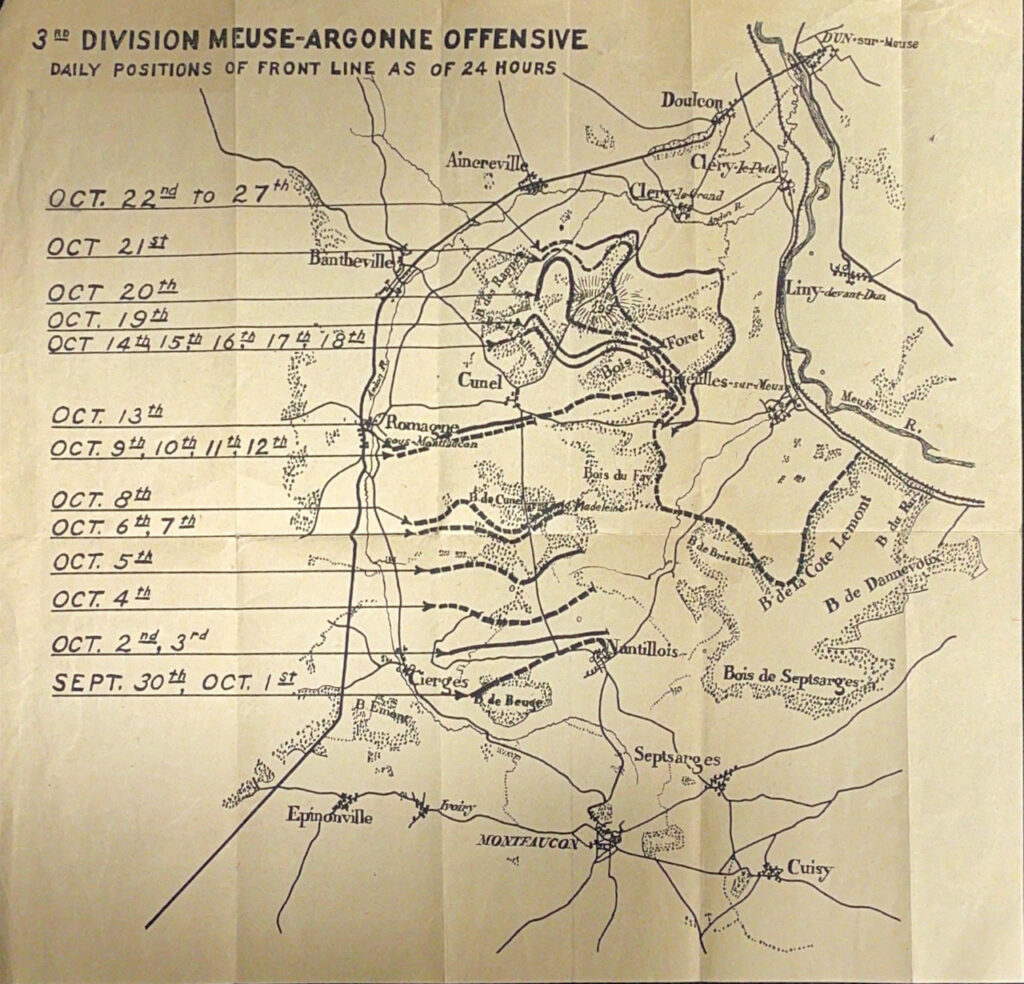 A map of the Meuse-Argonne Offensive from John Mehl’s personal collection.