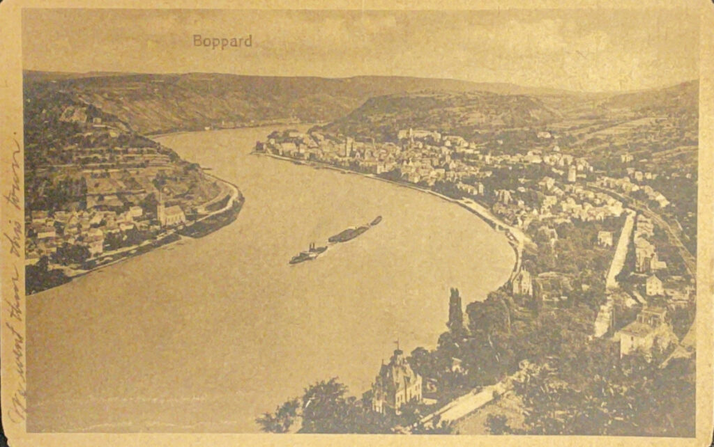 A postcard with an old image of Boppard.
