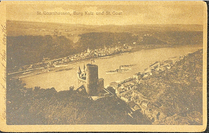 A postcared with an image of St. Goarshausen, Burg Katz und St. Goar